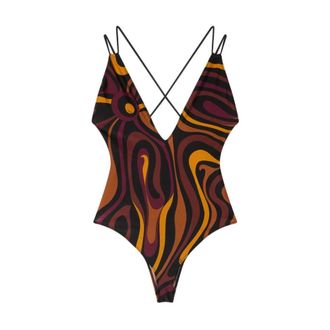 Pucci Badmode, Dames, Veelkleurig, S, Polyester, Marmo Print Badpak
