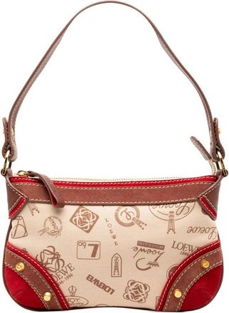 Loewe Pre-owned Shoulder Bags, female, Brown, Size: ONE SIZE Pre-owned Printed Top Handle Bag