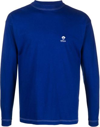 Versace 2000s Medusa-embroidered T-shirt - men - Cotton - 44 - Blue