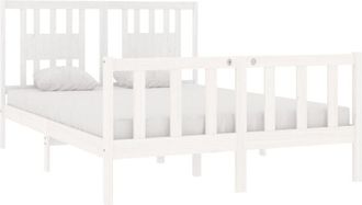 vidaXL Estructura De Cama De Madera Maciza Blanca 135x190 Cm Vidaxl