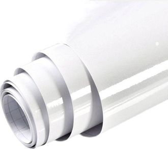 OEM L&aacute;mina Adhesiva Blanca Con Purpurina De 60 Cm X 5 M - Vinilo Impermeable Y Resistente Al Aceite - Alto Brillo Para Muebles Y Superficies Lisas