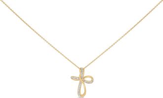 House of Brilliance 24 KT Gold Vermeil Diamond Accent Infinity Cross Pendant Necklace