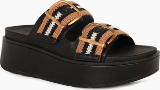 FitFlop Fitflop Womens Max Buckle Stripe Sandals - Black - Size: 6.5