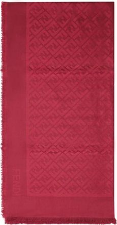 Fendi Scialle FF - Dames - Zijden sjaals - Rood - ONE Size - Wol - Accessoires