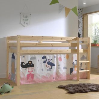 M&S Collection M&s - Cama De Media Altura 90x200 Con Somier Y Funda Fairy Vipack Pino Madera