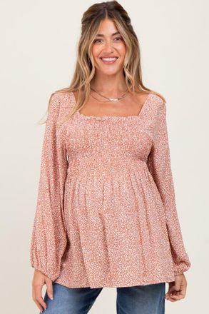 Pinkblush Printed Smocked Tunic Top in Mauve at Nordstrom, Size Medium