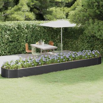 Berkfield Home Garden Raised Bed Powder-coated Steel 507x100x36 cm Anthracite in Black | Size: 507 x 100 x 36 cm