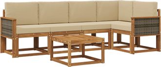 vidaXL Conjunto De Sof&aacute;s De Exterior 6 Uds. Natural Y Beige Vidaxl