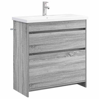 vidaXL Juego De Muebles De Ba&ntilde;o Sonoma Gris 81 X 40 X 84,5 Cm Vidaxl