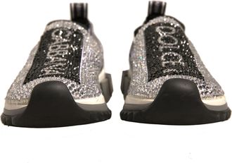 Dolce & Gabbana Silver Rhinestones Sorrento Sneakers Womens Shoes (Pre-Owned)