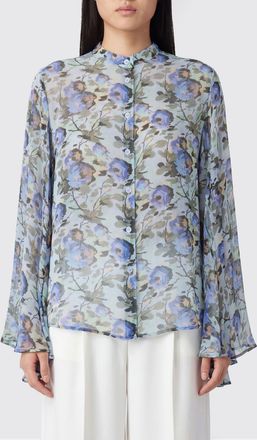 Semicouture Camicia floreale in viscosa con collo alla coreana
