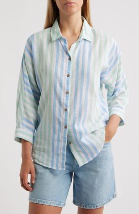 Beach Lunch Lounge Wesley Linen & Cotton Shirt in Twist Of Lime at Nordstrom, Size X-Small