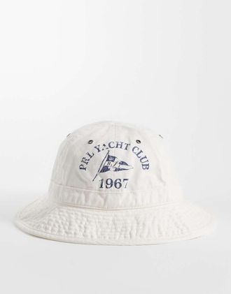 Polo Ralph Lauren Cappello da pescatore bianco con logo Yacht