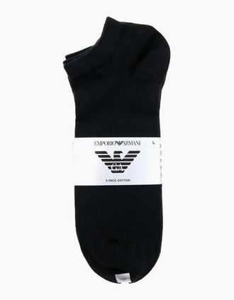 Emporio Armani Mens Emporio Armani 3 Pack Trainer Socks Black/red - Size: 9.5/13/12.5/12/11.5/11/9/16/15.5/15/14.5/14/13.5/10.5/10