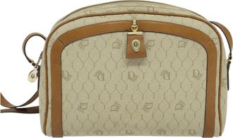 Dior Honeycomb Beige Canvas Shoulder Bag (Pre-Owned)