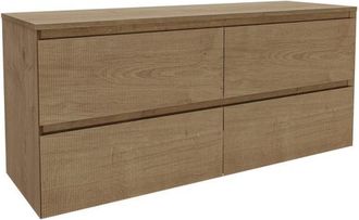 Saniclass Holz Atelier Badkamermeubelset - 140x45x60cm - topblad - zonder kraangaten - 4 lades - Eiken Natural
