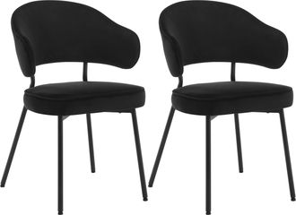 Woltu 2x Silla De Comedor Silla De Cocina Tapizada En Terciopelo Silla Acolchada Especial Para Sala De Estar Y Restaurante Negro - Woltu