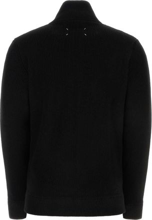 Maison Margiela Mens Ribbed Cotton-Wool Blend Cardigan Black Primario