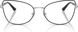 Jimmy Choo London 53mm Cat Eye Optical Glasses in Silver/Black /Demo Lens at Nordstrom