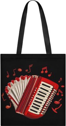Generic Accordion Player Folk Music Tote Bag for Women Men Shoulder Bags Purses Pouch Handbags