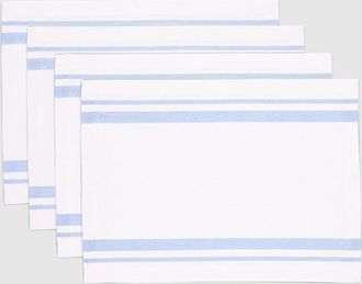 Solino Home Linen Placemats Set of 4, 14 x 19 - French Stripe in Dusty Blue And White at Nordstrom, Size Medium