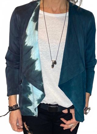 Chaser Silk Draped Jacket In Teal