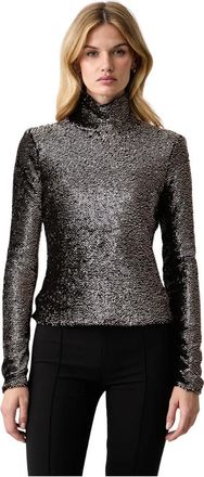 Patrizia Pepe Top de manga larga con lentejuelas - Tops - Mujer - Gris - XS