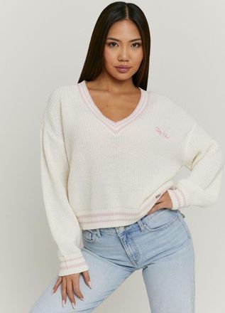 Tally Weijl Strickpullover TALLY WEIJL SPUACKARIBOU, Damen, Gr. L, multi color 3, Strick, Obermaterial: 100% Polyacryl, unifarben mit Farbeinsatz, oversize normal