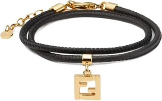 Fendi Forever Leather Bracelet - Dames - Armbanden - Zwart - ONE Size - Leer - Accessoires