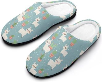 Generic Alpaca Cactus Womens Slippers Warm House Slippers Indoor House Shoes with Anti-Skid Rubber Sole