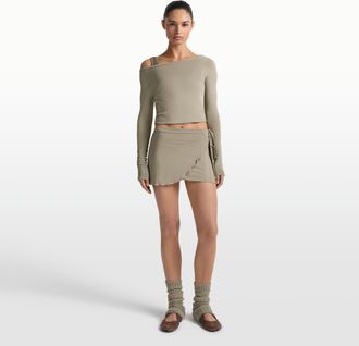Nike Womens SKIMS Stretch Knit Wrap Skirt in Brown | SKIRTSKT10091W-DNE
