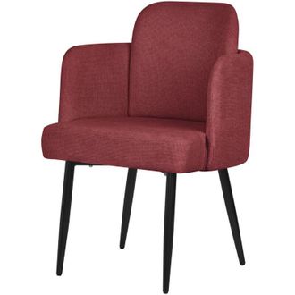 ML Design Ml-design Silla De Comedor Con Funda De Tela En Color Rojo, Asiento Sof&aacute; De Sal&oacute;n Con Respaldo Y Reposabrazos De Rat&aacute;n Mueble Tapizado Con Patas De Me