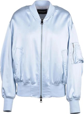 Dondup Light Blue Polyester Elastane Satin Bomber Jacket