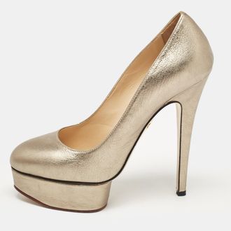 Charlotte Olympia Metallic Leather Dolly Platform Pumps