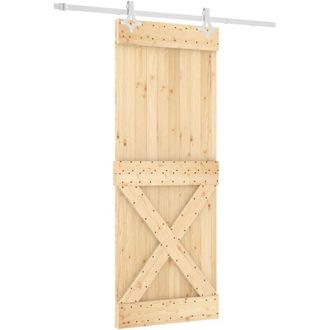 vidaXL Puerta Corredera Con Herrajes Madera Maciza De Pino 80x210 Cm Vidaxl