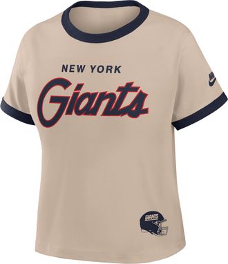 Nike New York Giants Rewind Ringer Mod Nike Womens NFL Cropped T-Shirt in Brown | 04N90J2SQ8I-X5Q