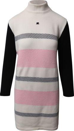 Courr&egrave;ges Courr&egrave;ges Turtleneck Knit Dress in Multicolor Wool