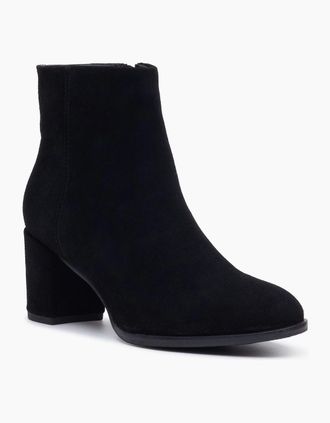 Hush Puppies Womens Hush Puppies Claridy Suede Leather Womens Black Heeled Ankle Boots - Size: 8