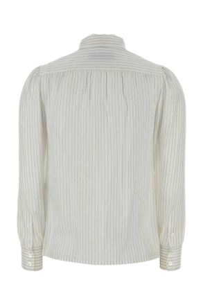 Gucci Womens Embroidered Silk Shirt Whiteazure Camicie