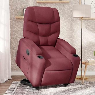 vidaXL Sill&oacute;n Reclinable Elevable Tela Rojo Tinto Vidaxl