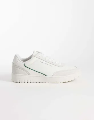Tommy Hilfiger Sneakers da basket in pelle e camoscio premium color &eacute;cru-Bianco