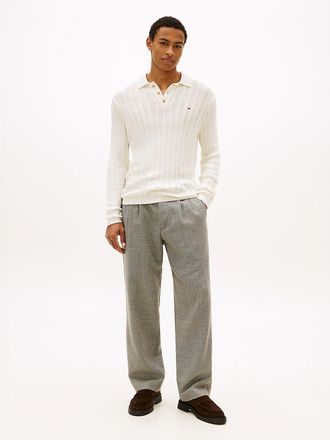 Tommy Hilfiger Mens Relaxed Wool Flannel Houndstooth Pant - Green - 32W x 30L