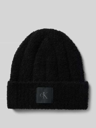 Calvin Klein Beanie in Bouclé-Optik mit Label-Patch in Black, Größe 1