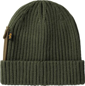 Alpha Industries Skim&uuml;tze ALPHA INDUSTRIES Utility Beanie, Herren, Gr. onesize, gr&uuml;n (schwarz olive), Obermaterial: 100% Polyacryl, M&uuml;tzen Skim&uuml;tze