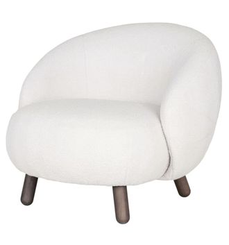 Moloo Sill&oacute;n de tejido boucl&eacute; crudo y madera