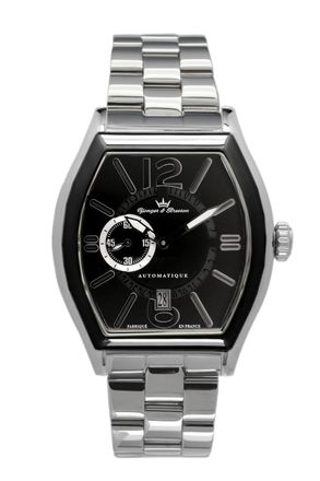 Yonger & Bresson Mens Stainless Steel Black Dial Watch - Silver - One Size