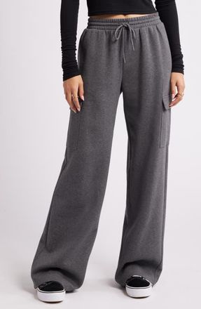 BP. Baggy Wide Leg Cargo Sweatpants in Grey Medium Charcoal Htr at Nordstrom, Size Xx-Small