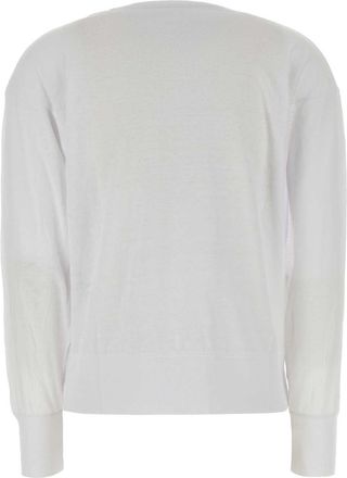 Isabel Marant Womens Logo-Embroidered Linen Sweater White