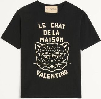 Valentino Cotton T-Shirt With Le Chat De La Maison Print