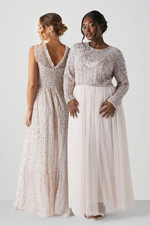 Coast Plus Size Pearl Embellished Bodice Bridesmaids Tulle Skirt D